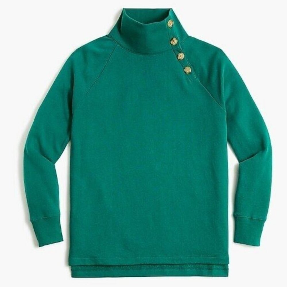J Crew Wide button-collar tunic sweatshirt in cloudspun fleece